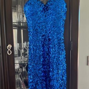 Stunning Blue Sequin Bodycon Homecoming Dress - Size Small
